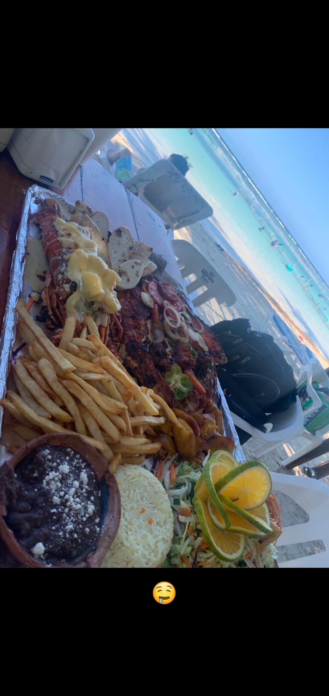 Mariscos en la playa