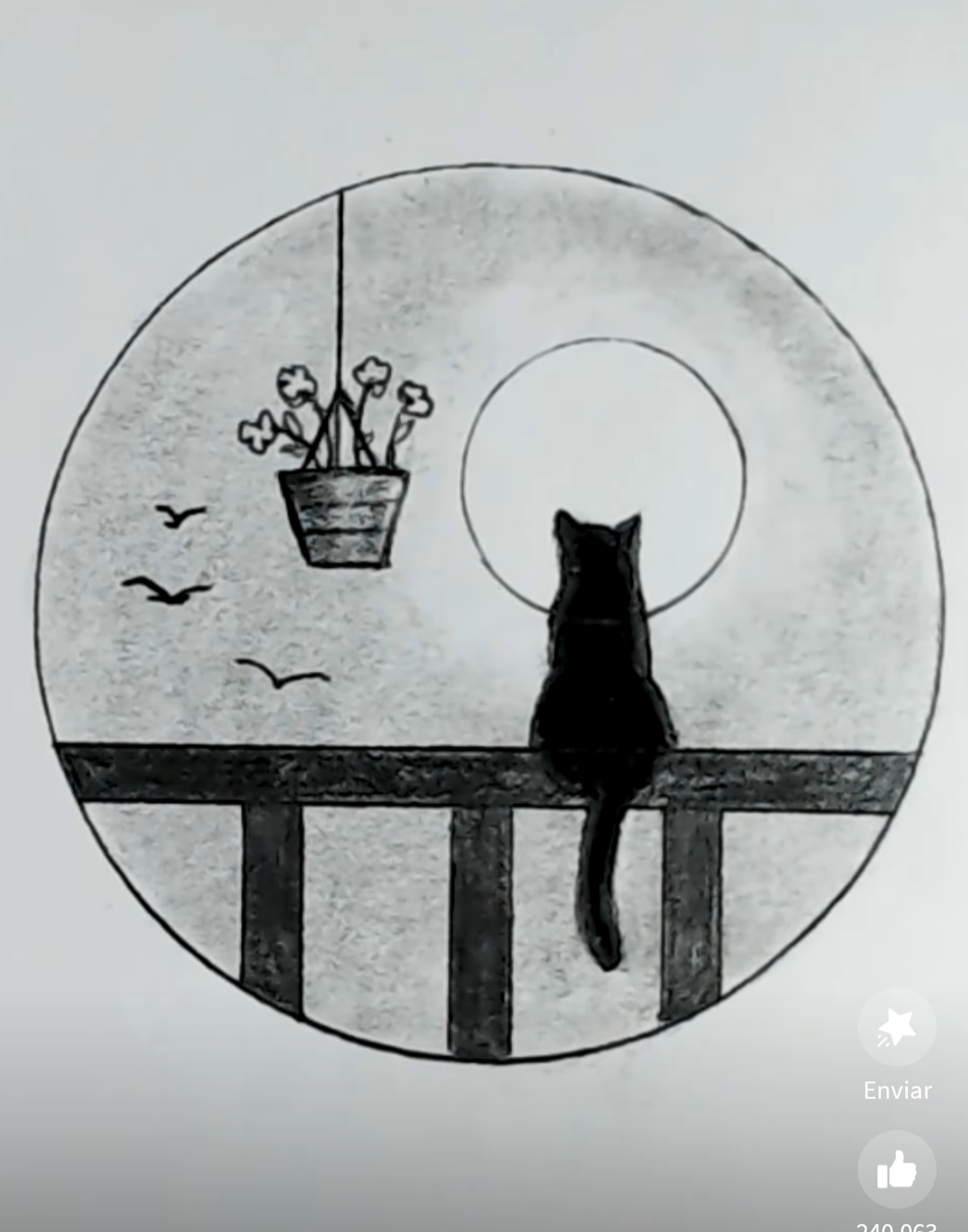 Gato en la vista de la Luna