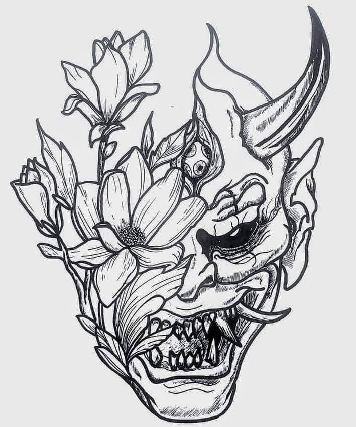 Mandala para tatuaje estilo japonés