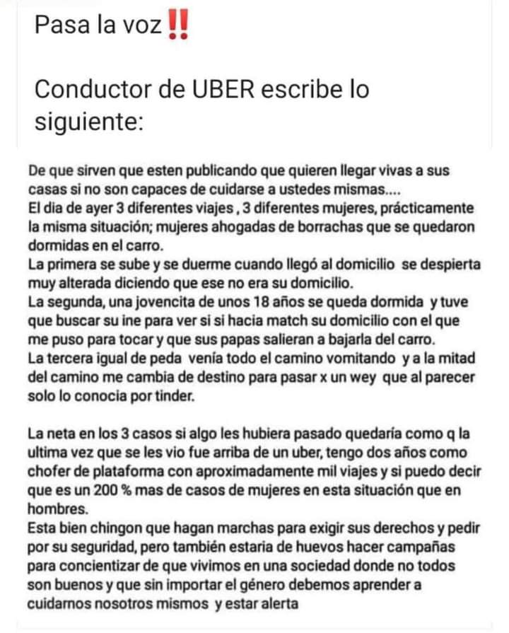 Carta Conductor Uber