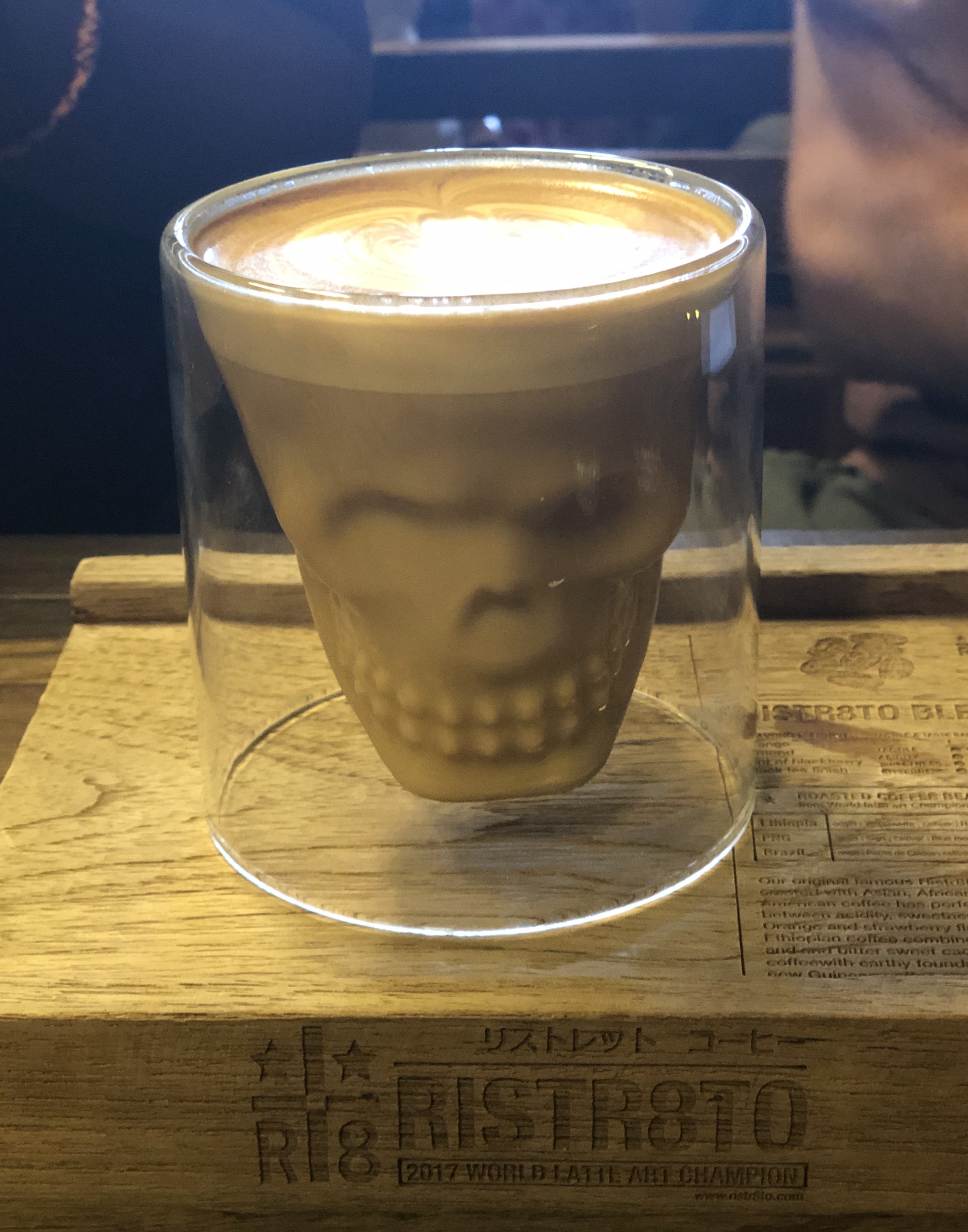 Coffee in a skull glass